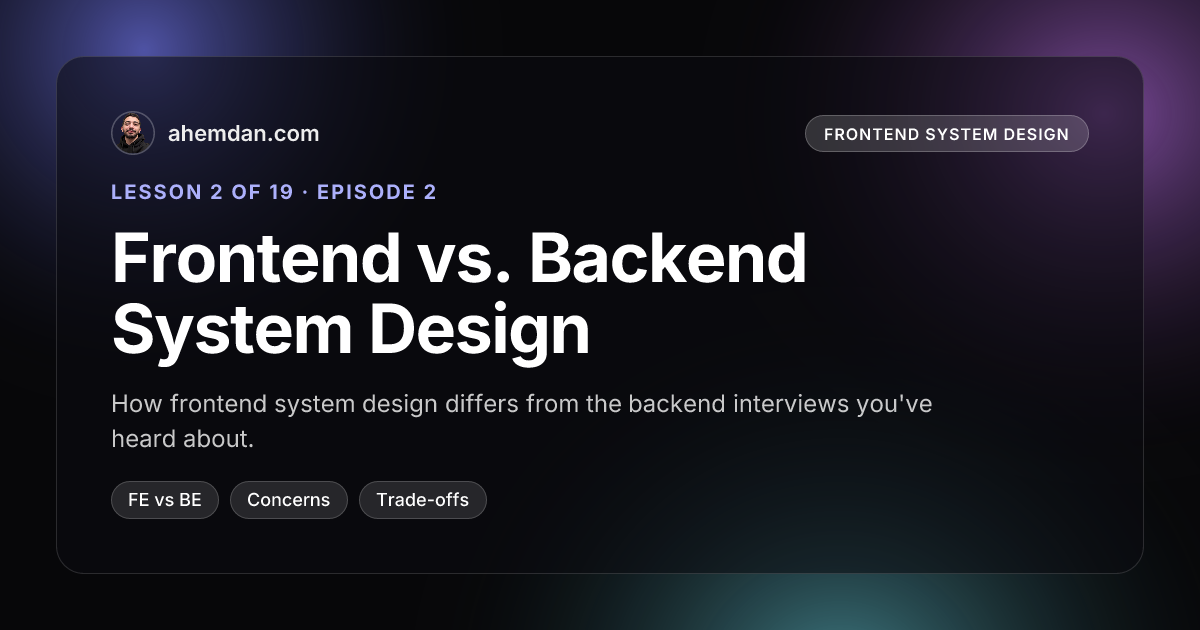 Frontend vs. Backend System Design · Frontend System Design · Abdallah ...